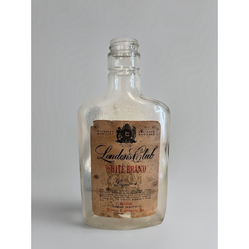 London Club White Brand Antique Liquor Bottle